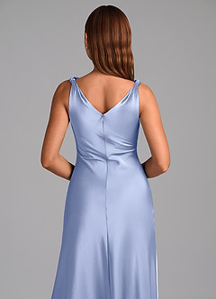 Azazie Nerine Brautjungfernkleider A-Linie Plissee Stretch-Satin Kleid Eis image2