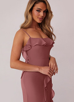 Barbie ♥ Azazie Bridesmaid Dresses Amethyst Sheath Bow Chiffon Dress image6