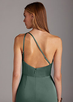 Azazie Mika Jurken voor bruidsmeisjes Jurk van Stretch Satijn met Kolom One-Shoulder Zeemos image5