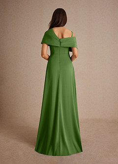Azazie Milton Mother of the Bride Dresses Basil A-Line Pleated Stretch Satin Dress image4