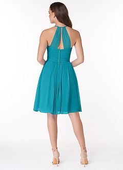 Azazie Adriana Final Sale Jade A-Line Pleated Chiffon Dress image2