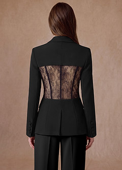 front Juliette Negro Traje de pantalón con paneles de encaje de tejido refinado