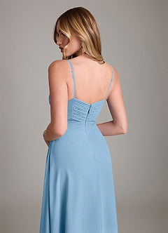 Azazie Terese Bridesmaid Dresses Steel Blue A-Line Pleated Chiffon Dress image7