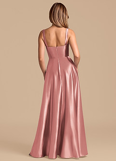 Azazie Shaude Bridesmaid Dresses Dusty Rose A-Line Pleated Metallic Satin Dress image6