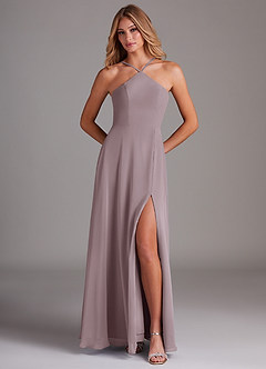 Azazie Bailey Bridesmaid Dresses Dusk A-Line Halter Side Slit Chiffon Dress image5