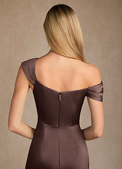 Azazie Laramie Mère de la mariée Robes Robe Sirène en Satin extensible Plissée Ganache image11