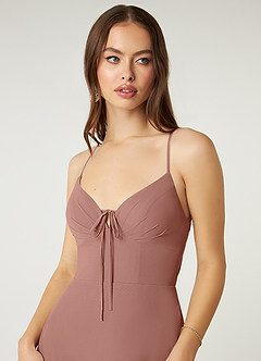 Azazie Minie Bridesmaid Dresses Cedar Rose A-Line Bow Chiffon Dress image6