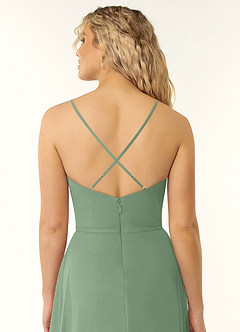 Azazie Naeem Bridesmaid Dresses Matcha A-Line V-Neck Ruffle Chiffon Dress image6