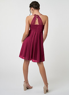 Azazie Ginny Junior A-Linie Plissee Chiffon Kleid Burgunderrot image2