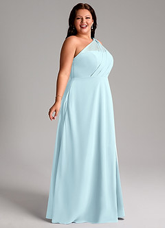 Azazie Phaedra Bridesmaid Dresses Cloud Blue A-Line One Shoulder Chiffon Dress image9