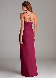 Azazie Eren Jurken voor bruidsmeisjes Jurk van Chiffon met Kolom One-shoulder Bourgondië image8