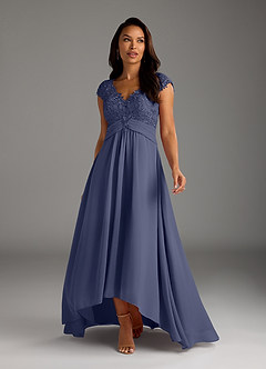 Azazie Irmeli vestidos de madre de la novia Vestido de Tormenta de Gasa de Corte En A con Encaje image6