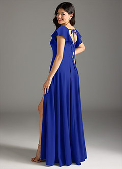 Azazie Bondi Bridesmaid Dresses Royal Blue A-Line Ruched Stretch Crepe Dress image6