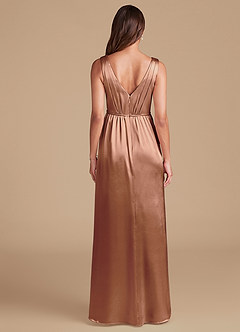 Azazie Tanicia Bridesmaid Dresses Bronzer A-Line Pleated Metallic Satin Dress image6