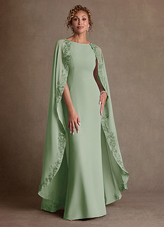 Azazie Artemisia Mother of the Bride Dresses Dusty Sage Sheath Lace Chiffon Dress image1
