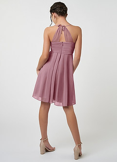 Azazie Ginny Junior Vintage Mauve A-Line Pleated Chiffon Dress image2