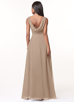 Azazie Karina Bridesmaid Dresses Taupe A-Line Pleated Chiffon Dress image2