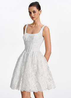 Laetitia Weiß Minikleid mit eckigem Ausschnitt, Schnürung und Korsett image3