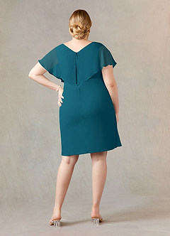 Azazie Julia Final Sale Ink Blue Sheath V-Neck Pleated Chiffon Dress image7