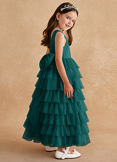 Azazie Twinkle Toes Robe Demoiselle D'honneur Fillette Robe Trapèze en Tulle Arc Paon image5