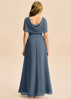 Azazie Emma Junior Jurk van Chiffon met A-Lijn Geplooid Neptunus image2