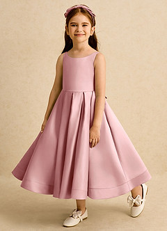 Azazie Babs vestidos de niña de las flores Vestido Rosa Polvorienta de Satin Mate de Vestido de princesa con Plisado image8