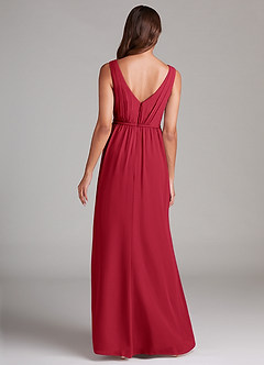 Azazie Tanicia Brautjungfernkleider A-Linie Plissee Chiffon Kleid Scharlachrot image7
