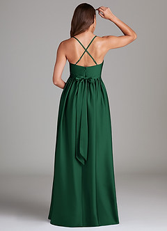 Azazie Llana Maternity Bridesmaid Dresses A-Line Stretch Satin Floor-Length Dress with Pockets image2