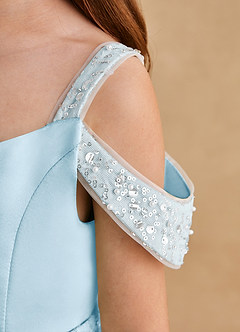 Azazie Jodi Flower Girl Dresses Sky Blue A-Line Matte Satin Dress image6