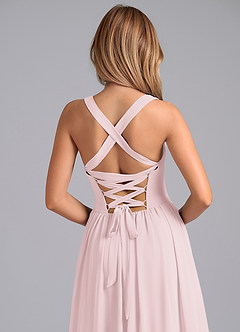 Azazie Francis Bridesmaid Dresses Blushing Pink A-Line Corset Chiffon Dress image7