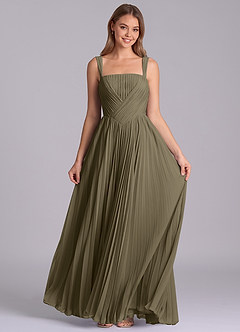 Azazie Mina Jurken voor bruidsmeisjes Jurk van Chiffon met A-Lijn Geplooid Wilgengroen image4