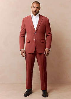 James Terracotta Structured Stretch Suit