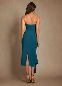 Azazie Dinanta Mother of the Bride Dresses Ink Blue Column Pleated Chiffon Dress image3