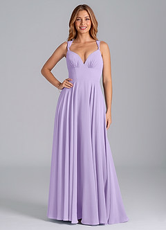 Azazie Darana Bridesmaid Dresses Lilac A-Line Corset Chiffon Dress image1