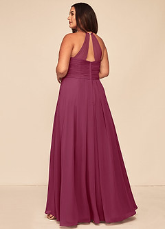 Azazie Ginger Bridesmaid Dresses Mulberry A-Line Halter Pleated Chiffon Dress image10
