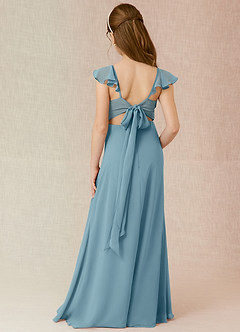 Azazie Everett Junior Moody Blue A-Line Chiffon Dress image1