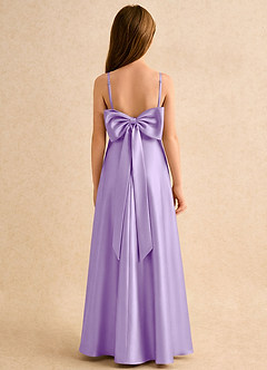 Azazie Joella Girls Formal Abiti da Ragazza di Fiori Abito A-Line in Raso Elasticizzato Plissettato Lilla image1