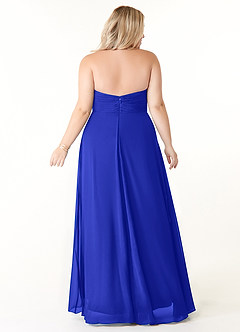 Azazie Tessie Bridesmaid Dresses Royal Blue A-Line V-Neck Pleated Chiffon Dress image7