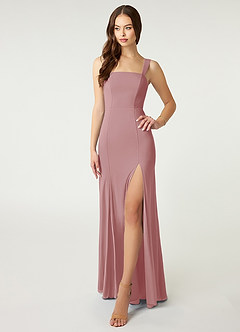 Azazie Alara Kleider zum Anprobieren zu Hause Etui Seitliche Cut-Outs Stretch-Chiffon Kleid Wüstenrose image1