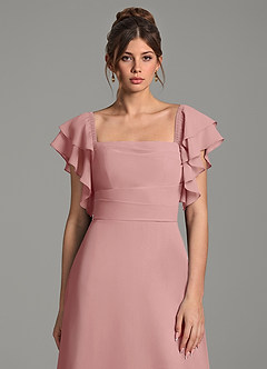 Azazie Dacia Bridesmaid Dresses Dusty Rose A-Line Ruched Chiffon Dress image2