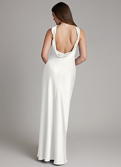 Azazie Dimitra Bridesmaid Dresses White A-Line Pleated Stretch Satin Dress image7