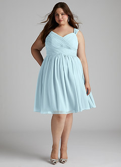 Azazie Angie Bridesmaid Dresses Cloud Blue A-Line Corset Chiffon Dress image11
