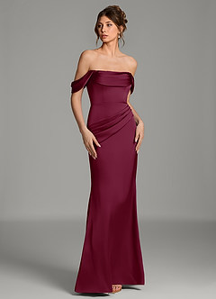 Azazie Alanis Brautjungfernkleider Wandelbar Meerjungfrau-Linie Korsett Stretch-Satin Kleid Maulbeerrot image1