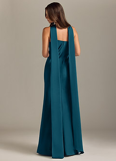Azazie Kinsley Bridesmaid Dresses Ink Blue Mermaid Side Slit Stretch Satin Dress image2