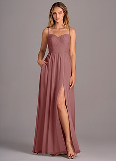Azazie Joni At-home Try On Dresses Agave A-Line Strapless Chiffon Convertible Dress image4