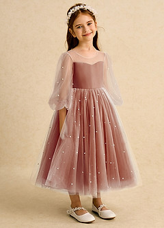 Azazie Trudy Flower Girl Dresses Paprika Ball-Gown Sweetheart Neckline Tulle Dress image1