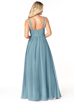 Azazie Chanel Bridesmaid Dresses Moody Blue A-Line Pleated Chiffon Dress image2