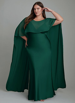 Azazie Stefania Bridesmaid Dresses Emerald A-Line Stretch Satin Dress image7