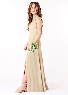 Azazie Rosey Junior Champagne A-Line Sweetheart Neckline Chiffon Dress image3