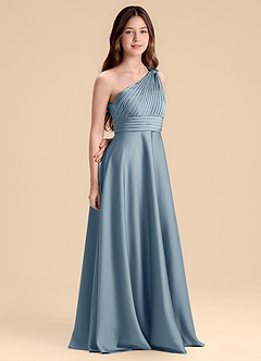 Azazie Charlize Junior Klä av A-Line i Stretch Satin Plisserad image3